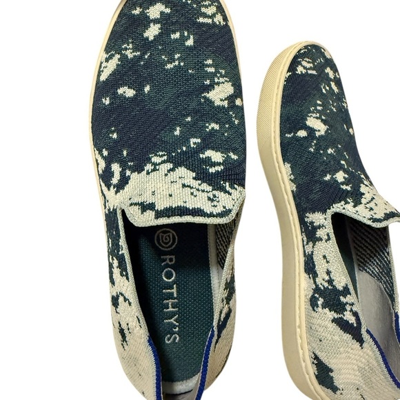Rothy's Blue and White Artistic Loafers Rothys Sea Green Shibori Sneakers Shoes - Picture 2 of 11